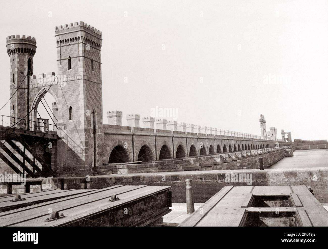 Delta sbarramento, diga sul Nilo, Egitto, circa 1890's. Foto Stock