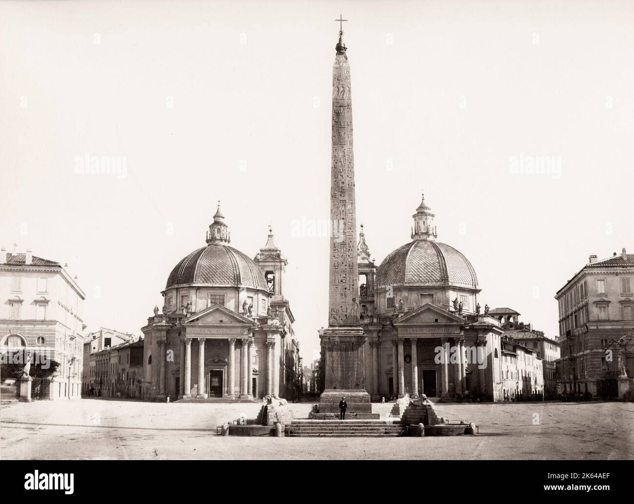 Fotografia d'epoca del XIX secolo: Italia - Piazza del Popolo, Roma. Foto Stock