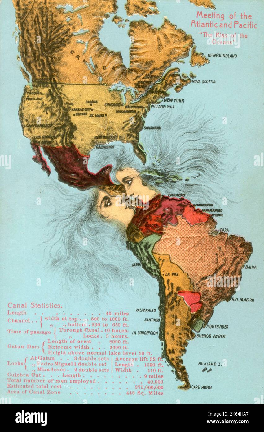 L'incontro tra Atlantico e Pacifico - bacio degli oceani attraverso il Canale di Panama. Foto Stock