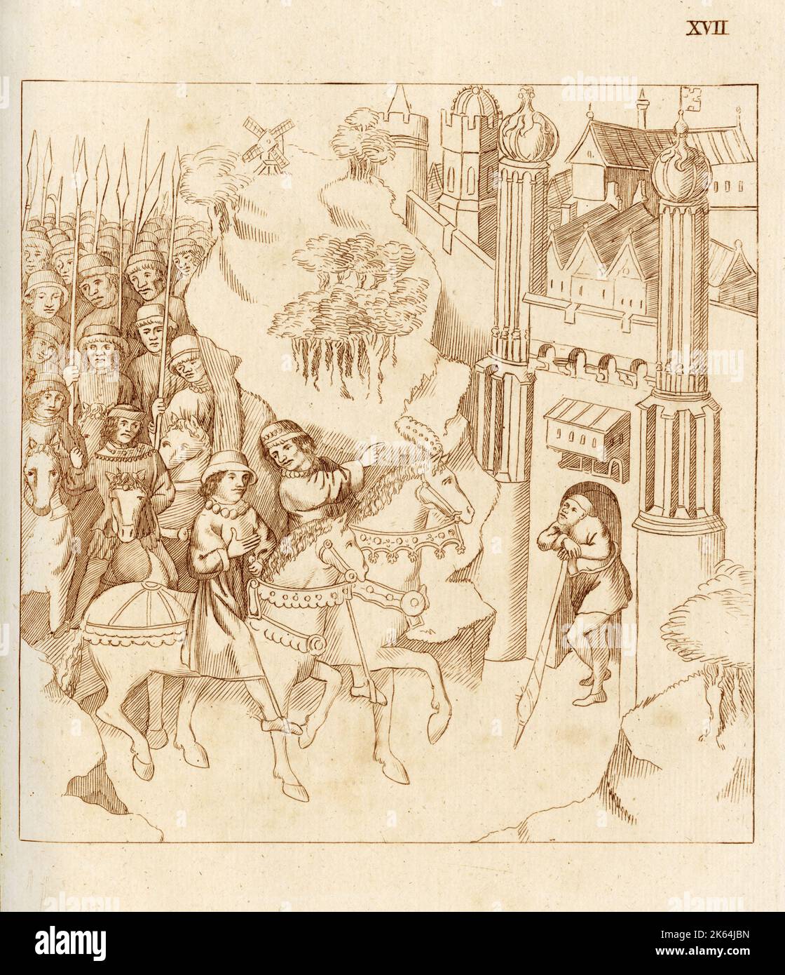 Richard Beauchamp, conte di Warwick, e suo cugino il duca di Bar si recano insieme a Parigi, dove era presente il re di Francia. Foto Stock
