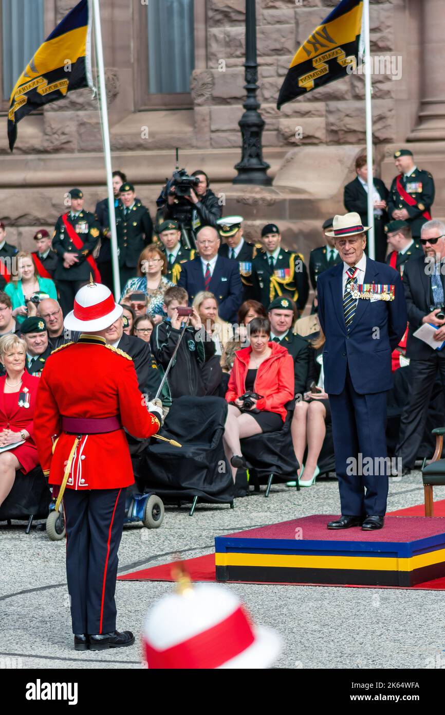 duca di Edinburgo, principe Philips a Toronto, Canada, 2013. Celebrazione del 200th° anniversario della battaglia di york Foto Stock