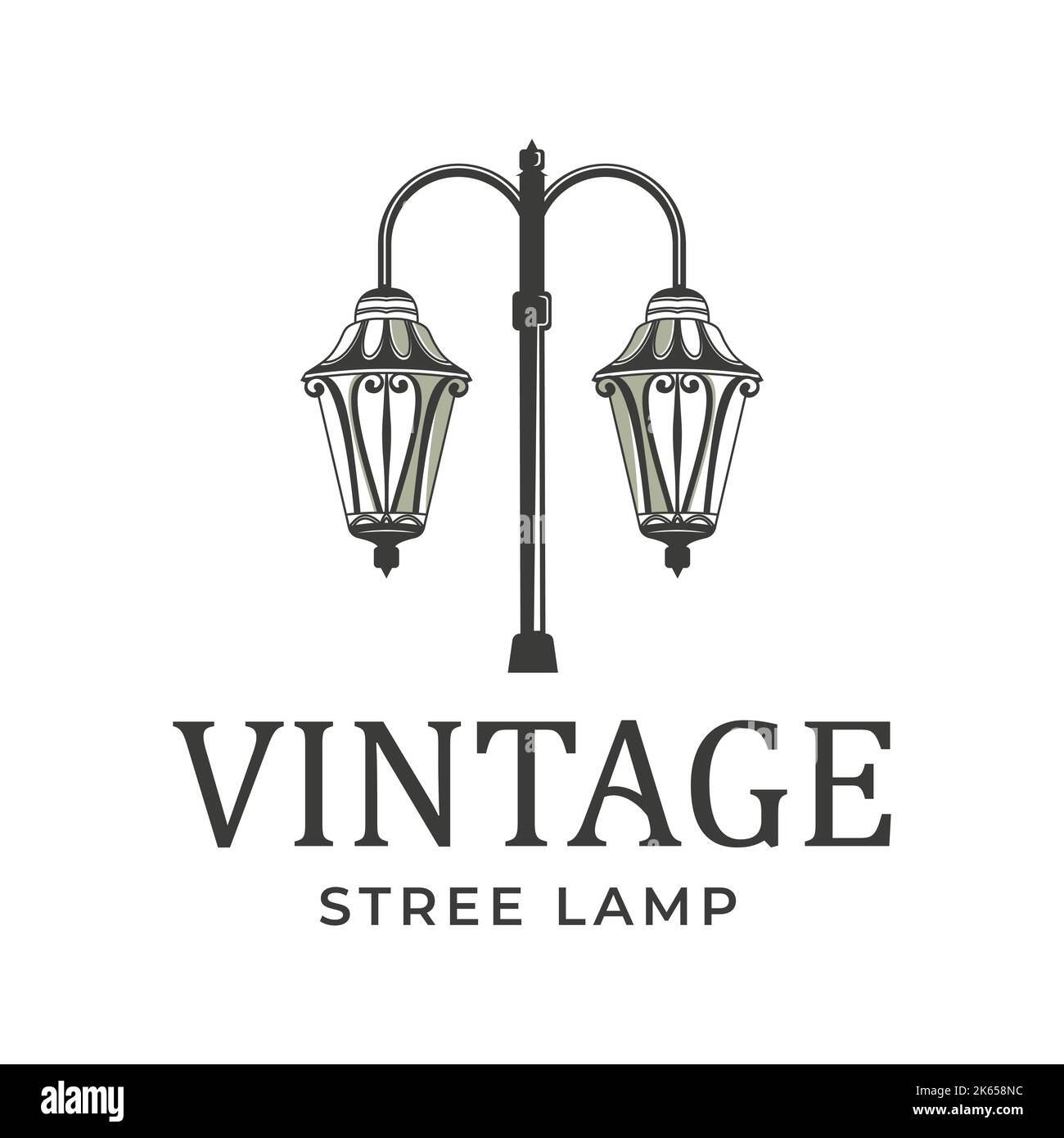 Lantern Classic Street Light Vintage Logo Design simbolo vettoriale disegno illustrativo Illustrazione Vettoriale