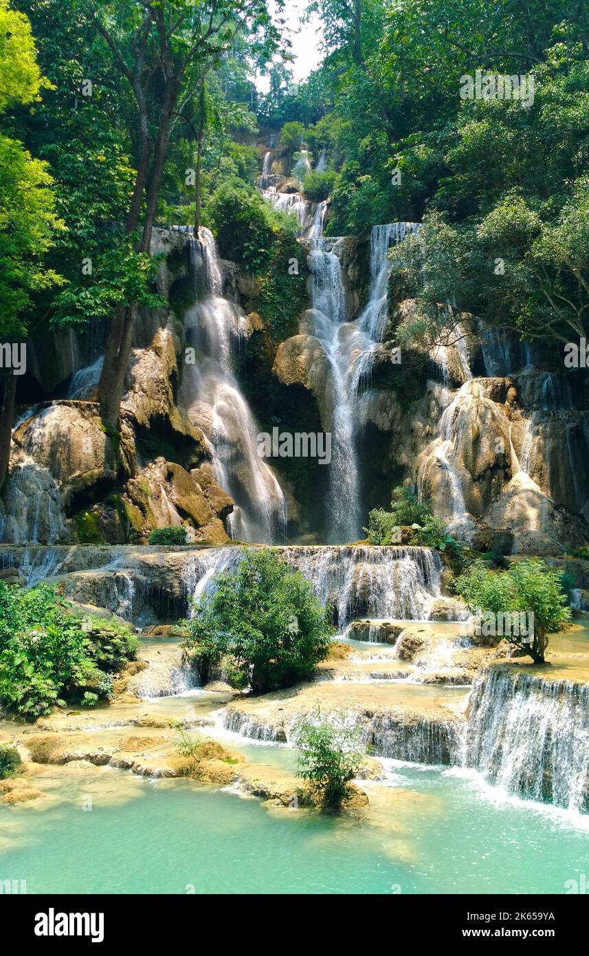 Belle cascate di Kuang Shi a Luang Prabang, Laos. Foto Stock