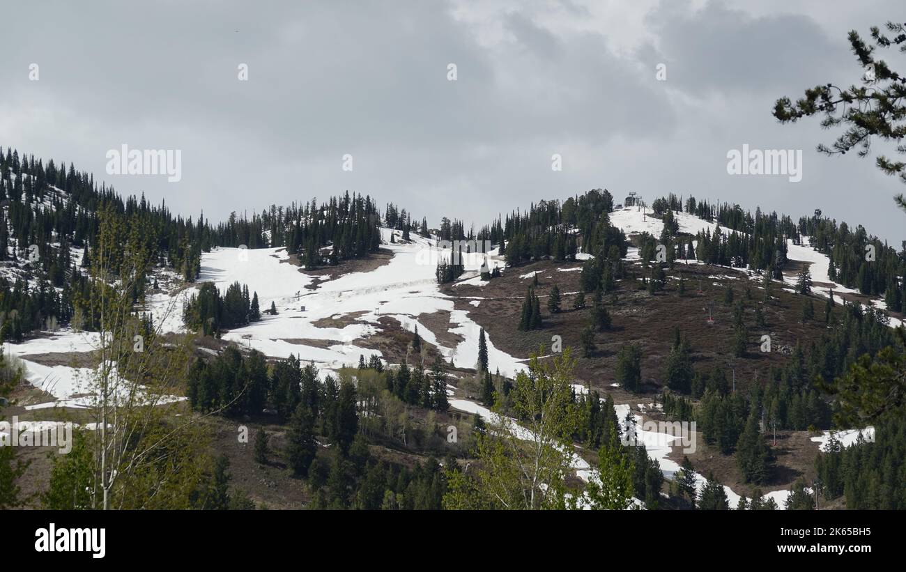 Sciogliete la neve sulle montagne del Grand Teton Foto Stock