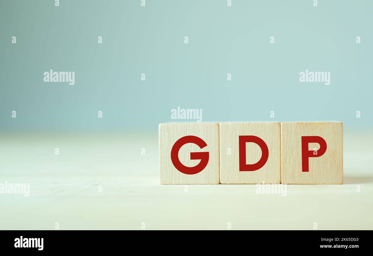 PIL nagativo, prodotto interno lordo in recessione. Totale monetario di tutti i prodotti finiti e servizi prodotti all’interno dei confini di un paese. Econom Foto Stock