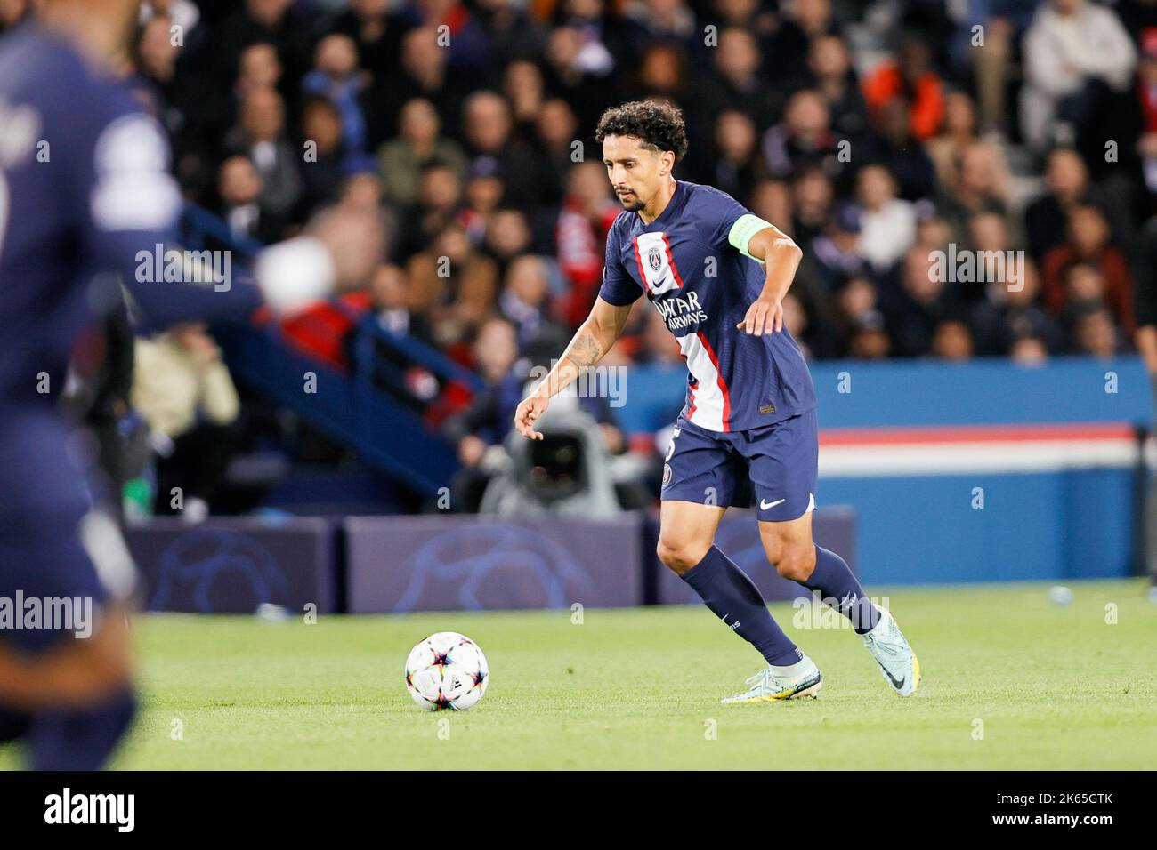 Parigi, Francia. 11th Ott 2022. Marquinhos di PSG durante la UEFA Champions League, partita di calcio del Gruppo H tra Parigi Saint-Germain e SL Benfica il 11 ottobre 2022 allo stadio Parc des Princes di Parigi, Francia - Photo Elyse Lopez/DPPI Credit: DPPI Media/Alamy Live News Foto Stock