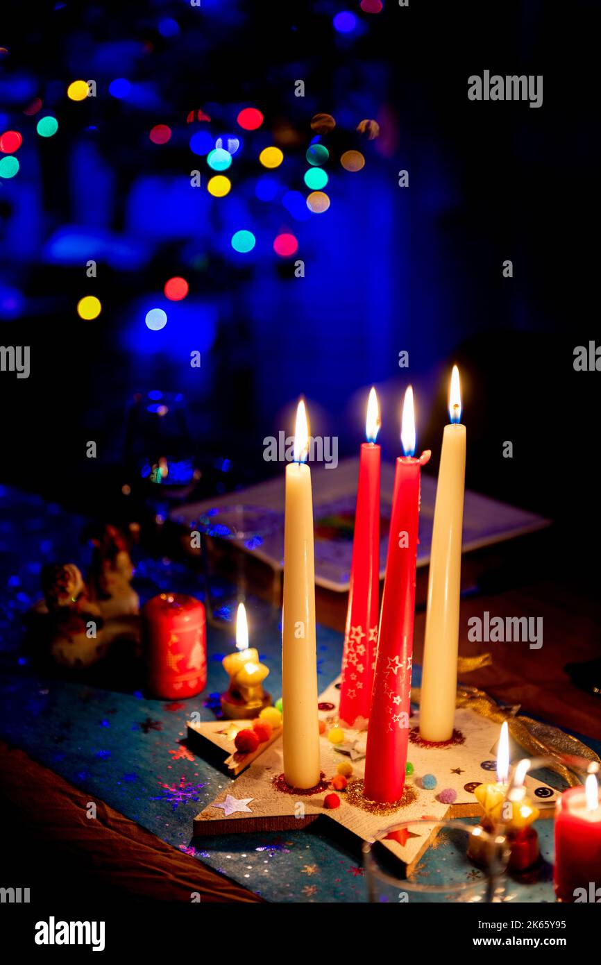 Bokeh di Natale multicolore Foto Stock
