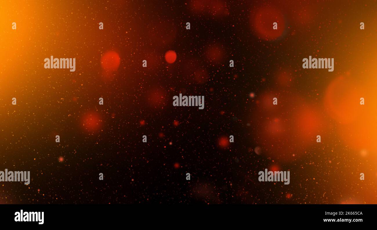 Cielo stellato colorato rosso e giallo, banner di sfondo galassico orizzontale Foto Stock