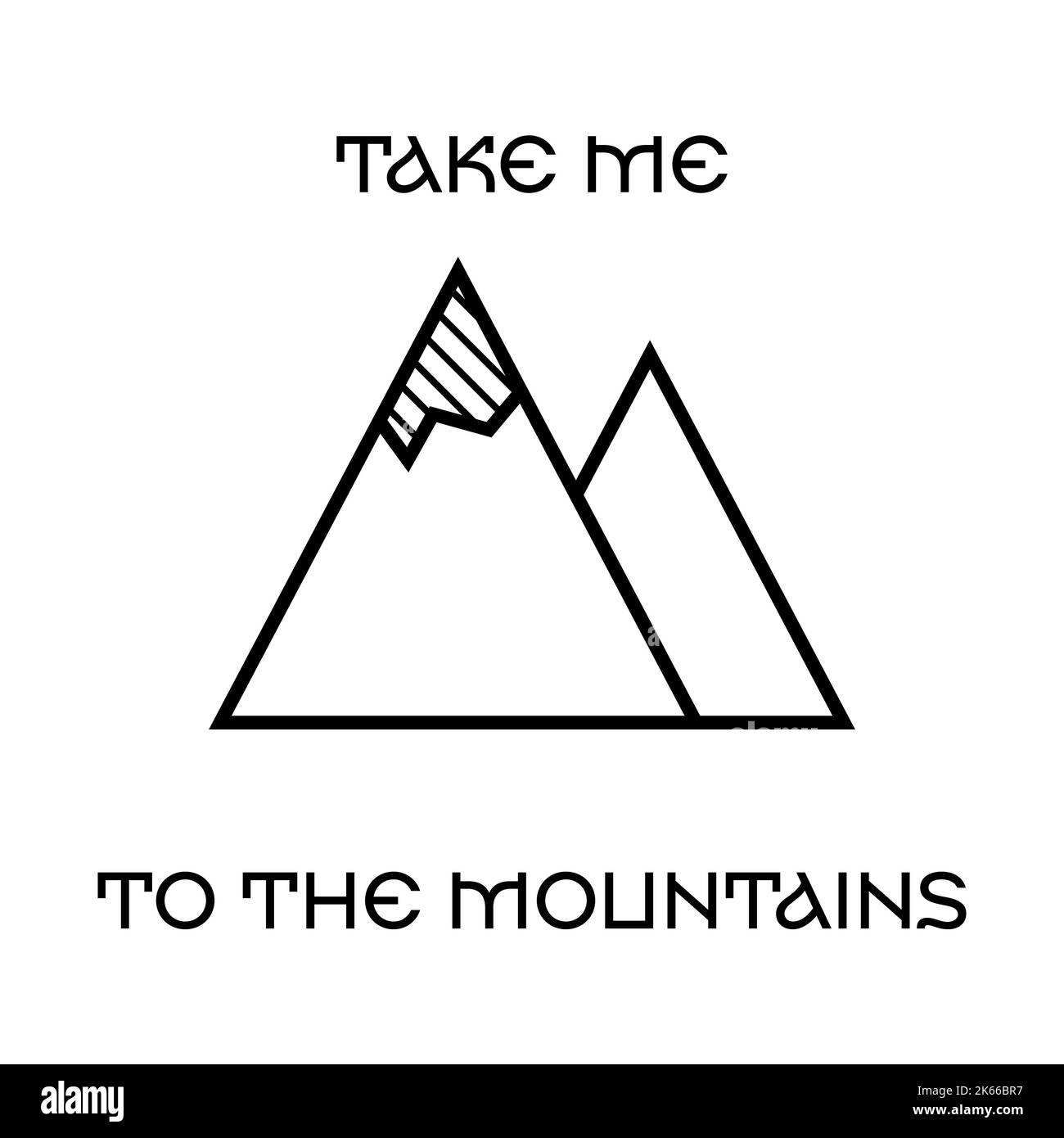 Logo semplice con icona e testo delle montagne Foto Stock