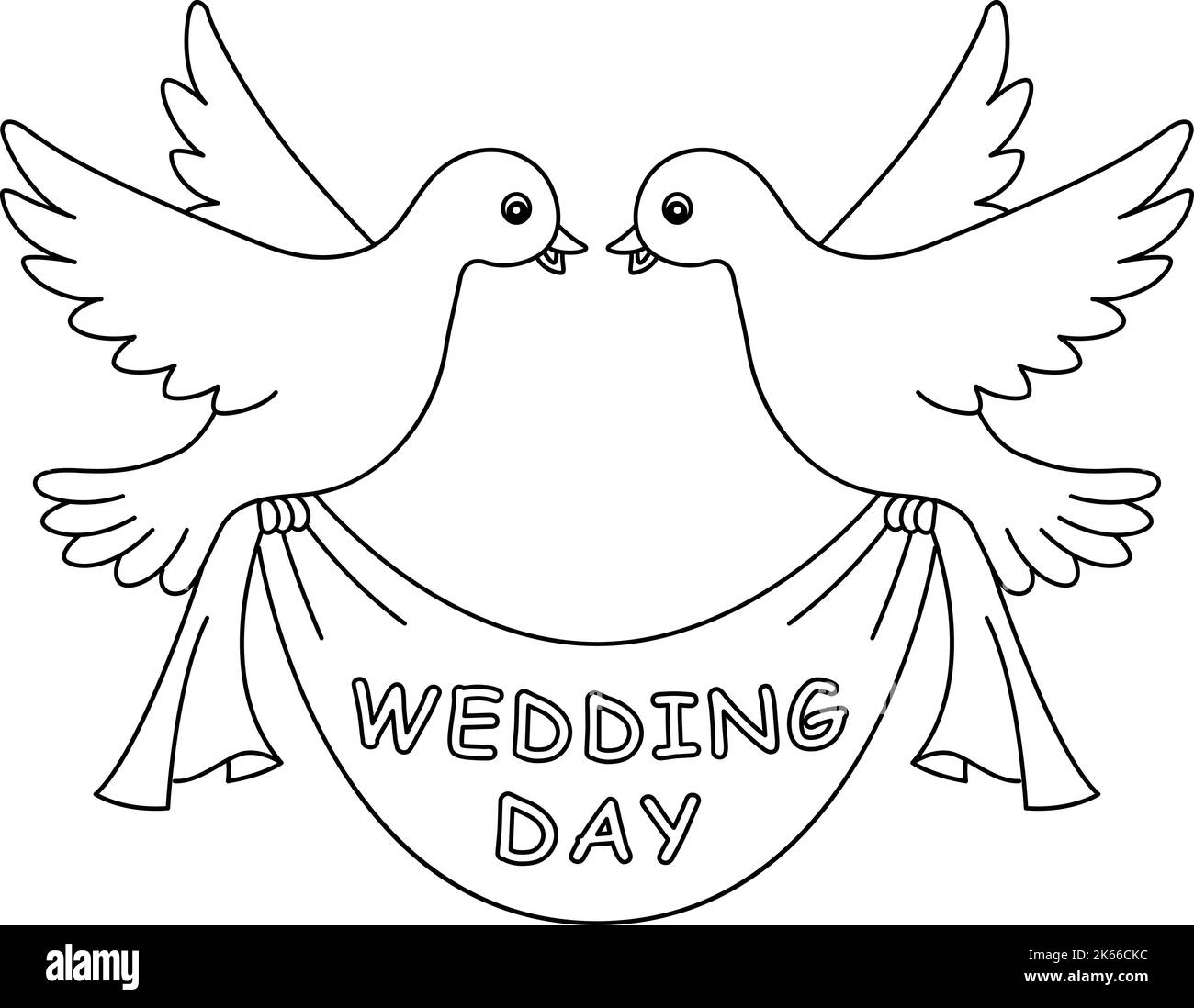 Wedding Day dove pagina da colorare isolata per bambini Illustrazione Vettoriale