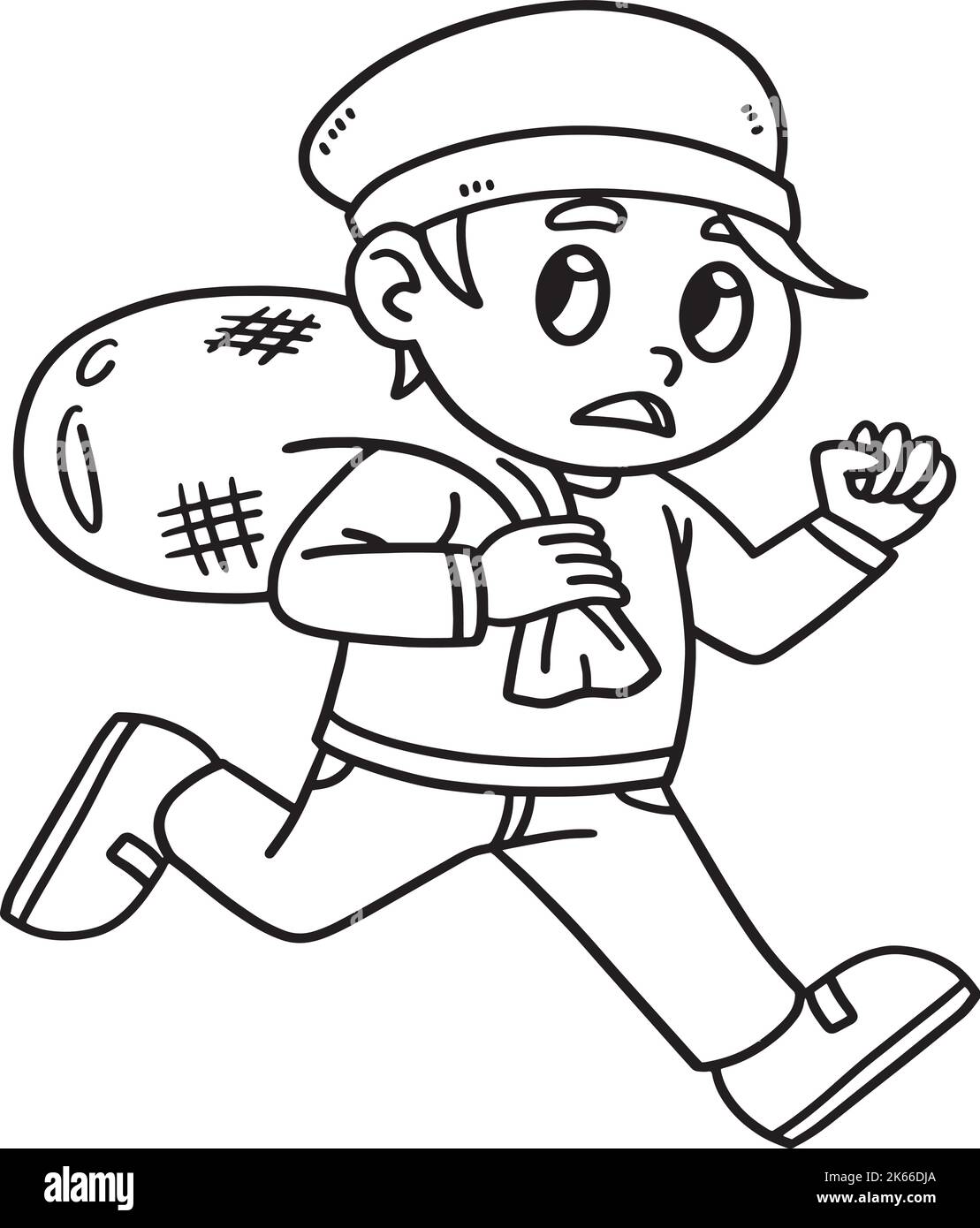 Uomo che corre spaventato isolato colorazione pagina per bambini Illustrazione Vettoriale