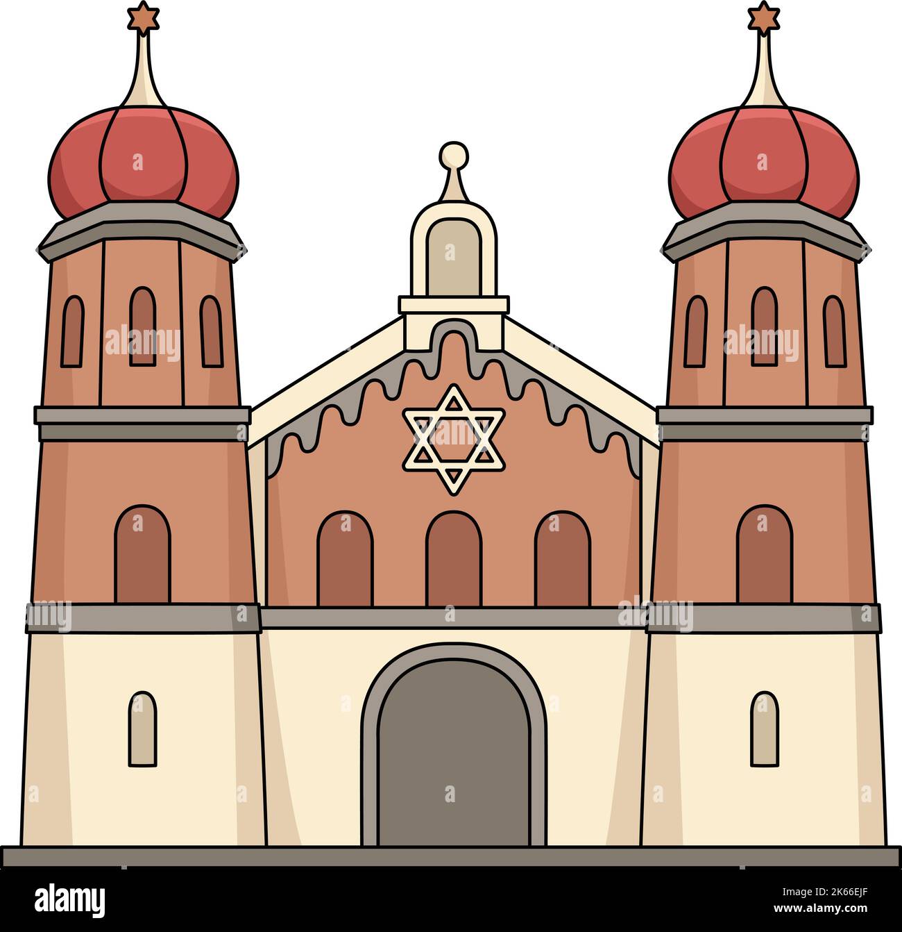 Hanukkah Chiesa ebraica Cartoon colorato clipart Illustrazione Vettoriale