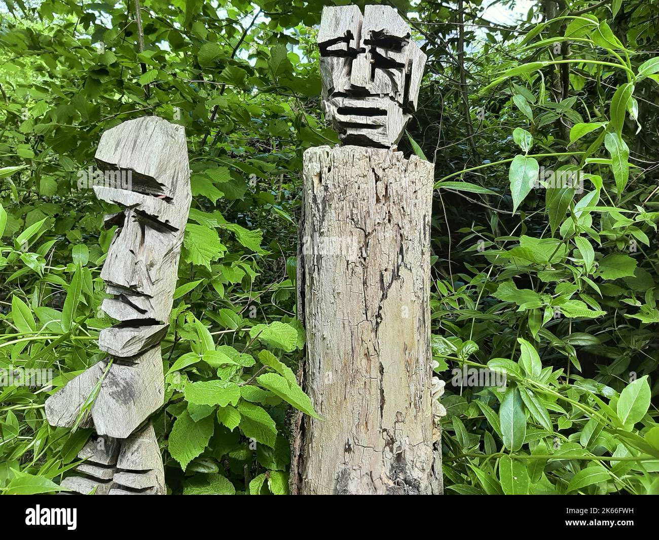 Sculture in legno realizzate con una motosega, Germania Foto Stock