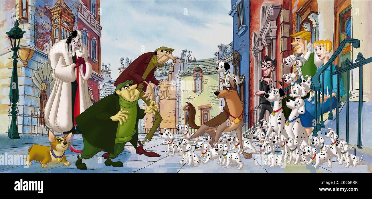 LIGHTNING,VIL,HORACE,JASPER,PATCH,THUNDERBOLT,LARS,PUPPIES,ROGER,ANITA, 101 DALMATIANI II: PATCH'S LONDON ADVENTURE, 2003 Foto Stock
