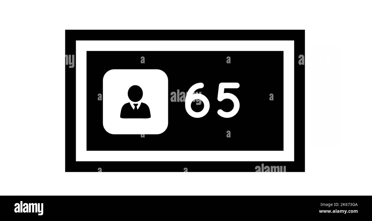 Immagine di 65 utenti su sfondo bianco Foto Stock