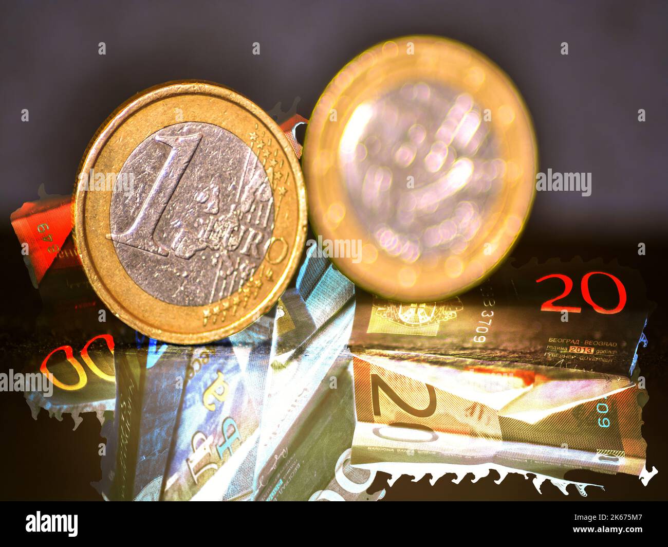 CONCETTO FINANZIARIO : EURO E SERBIAM DINAR Foto Stock
