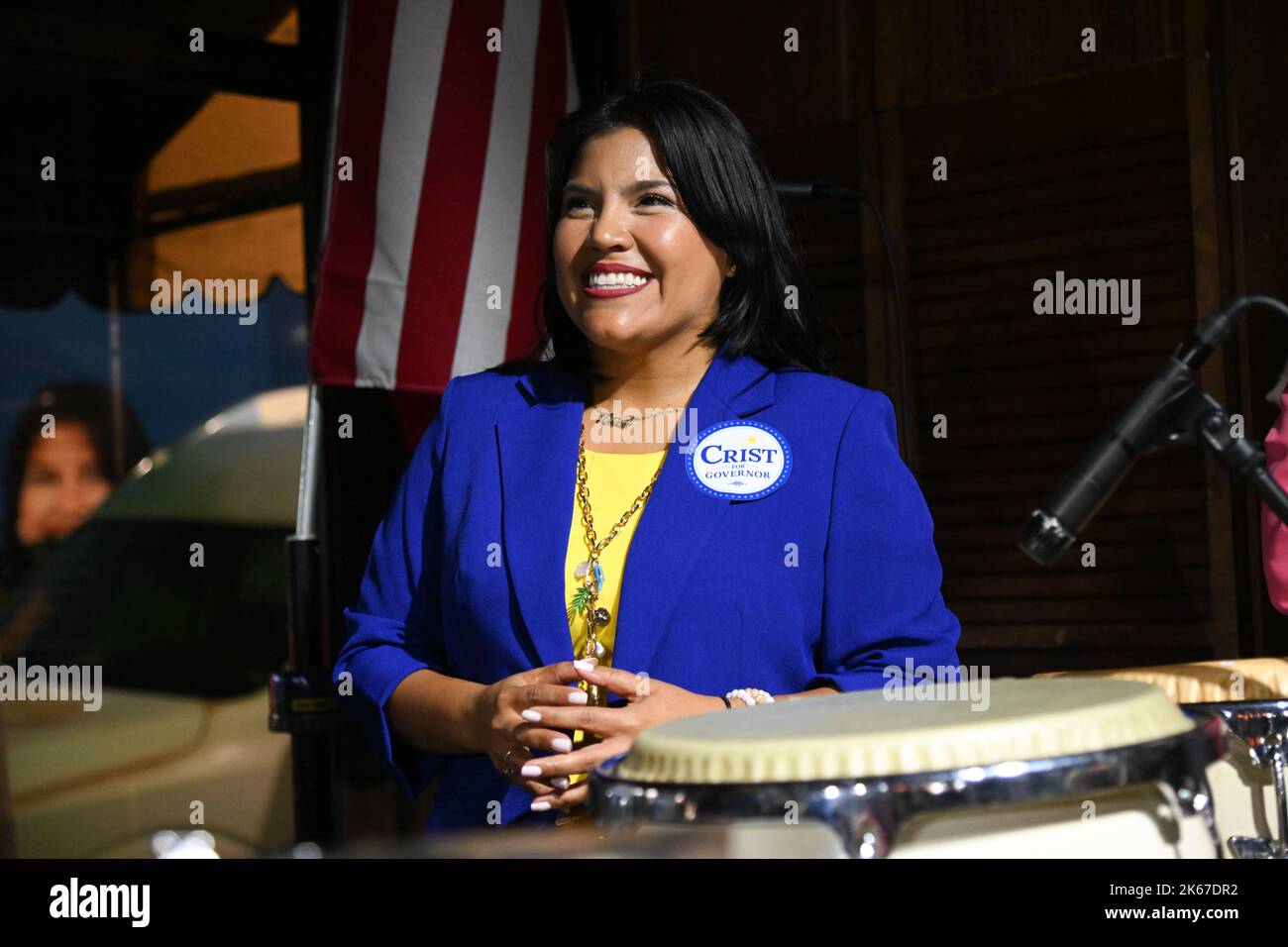 Karla Hernandez, governatore tenente Nominee per il candidato democratico Gubernatorial della Florida Charlie Crist, durante la campagna a Ball & Chain a Miami, Florida, USA, il 11 ottobre 2022. (Foto di Michele Eve Sandberg/Sipa USA) Foto Stock