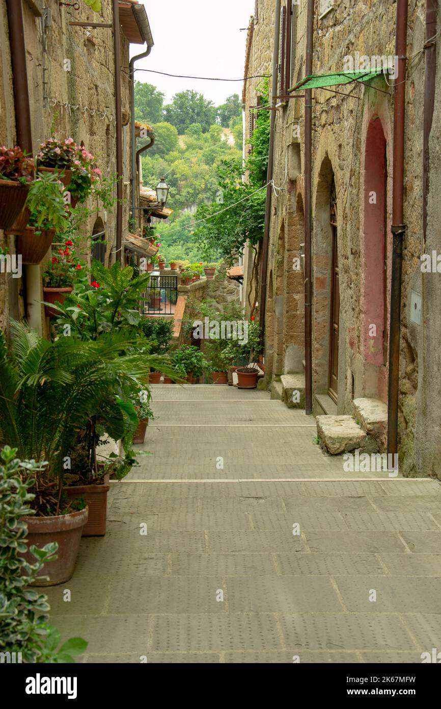 Città di Pitigliano sulla scogliera in Toscana Foto Stock