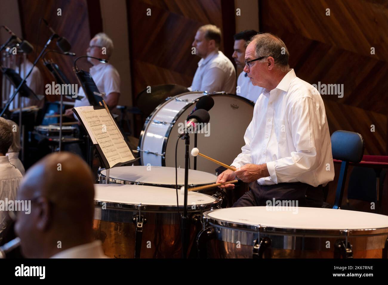 Concerto estivo all'aperto della Boston Landmarks Orchestra all'Hatch Shell sull'Esplanade, Boston, Massachusetts Foto Stock