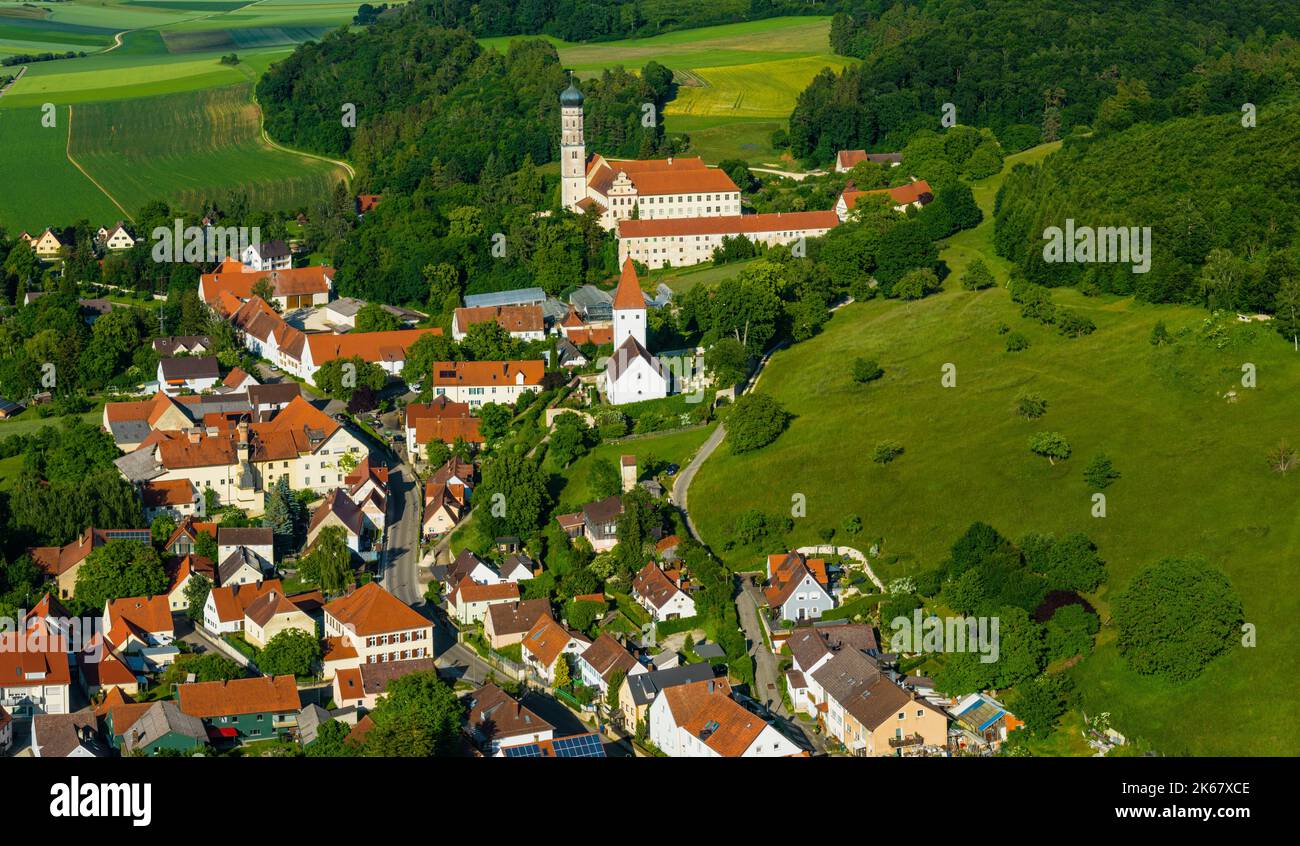 Splendida vista a Mönchsdeggingen nel Ries Nördlinger Foto Stock
