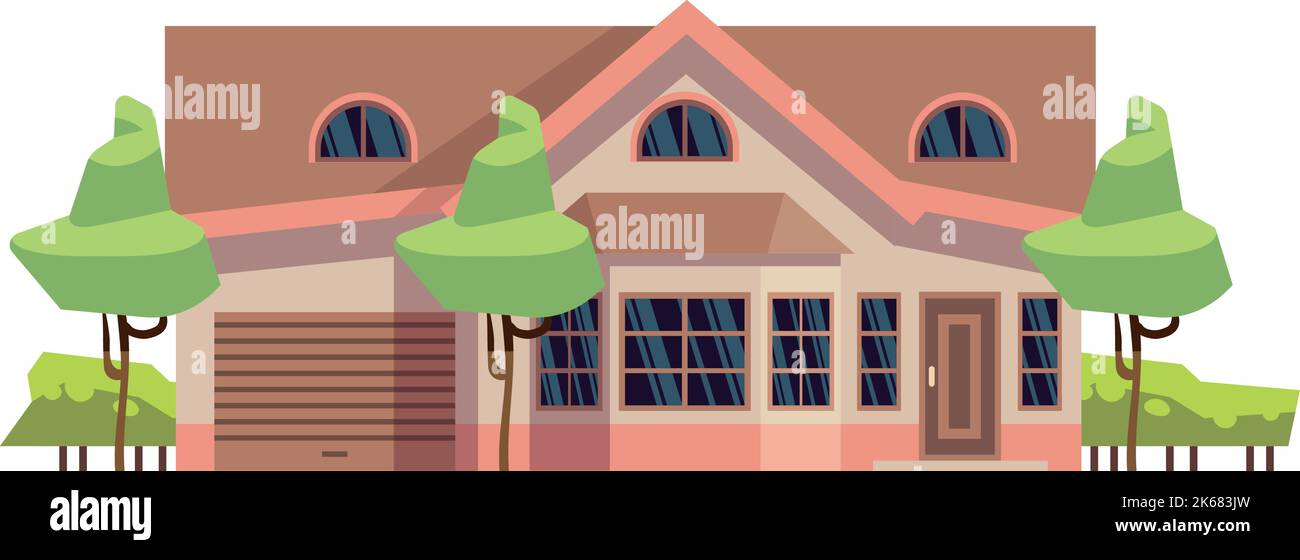 Icona di casa suburbana. Cottage di città. Villaggio villa Illustrazione Vettoriale