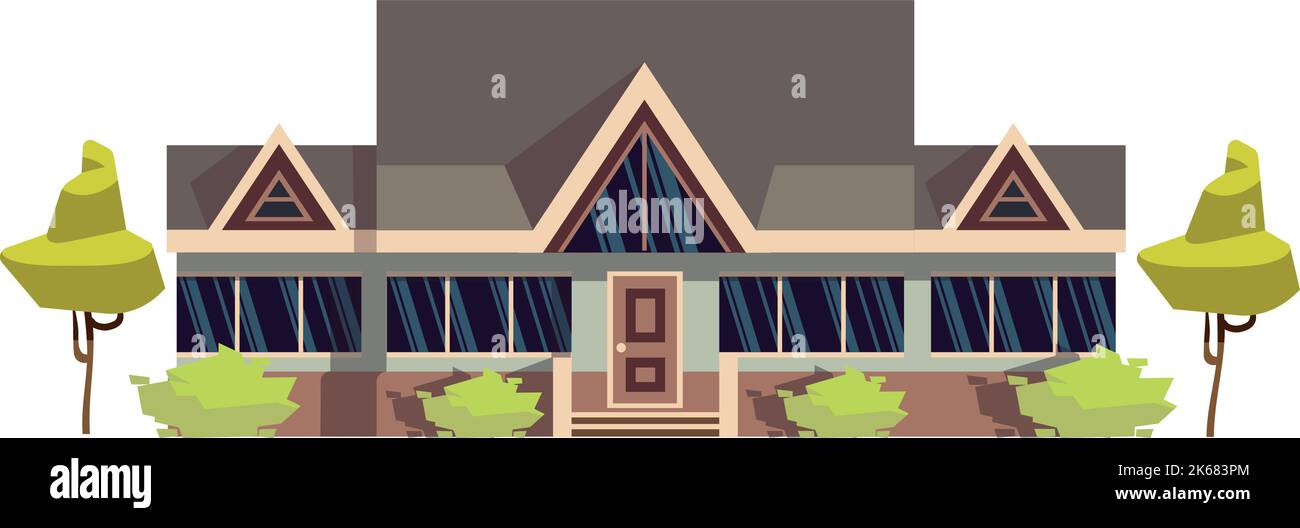 Casa terrazza con tetto a capanna. Icona classica casa cittadina Illustrazione Vettoriale