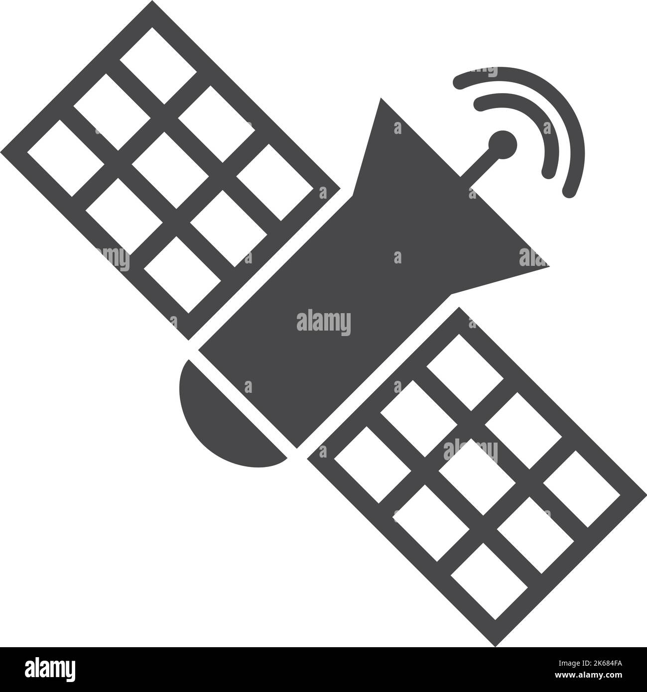 Satellite artificiale del pianeta. Simbolo del veicolo spaziale. Astronave orbitale Illustrazione Vettoriale