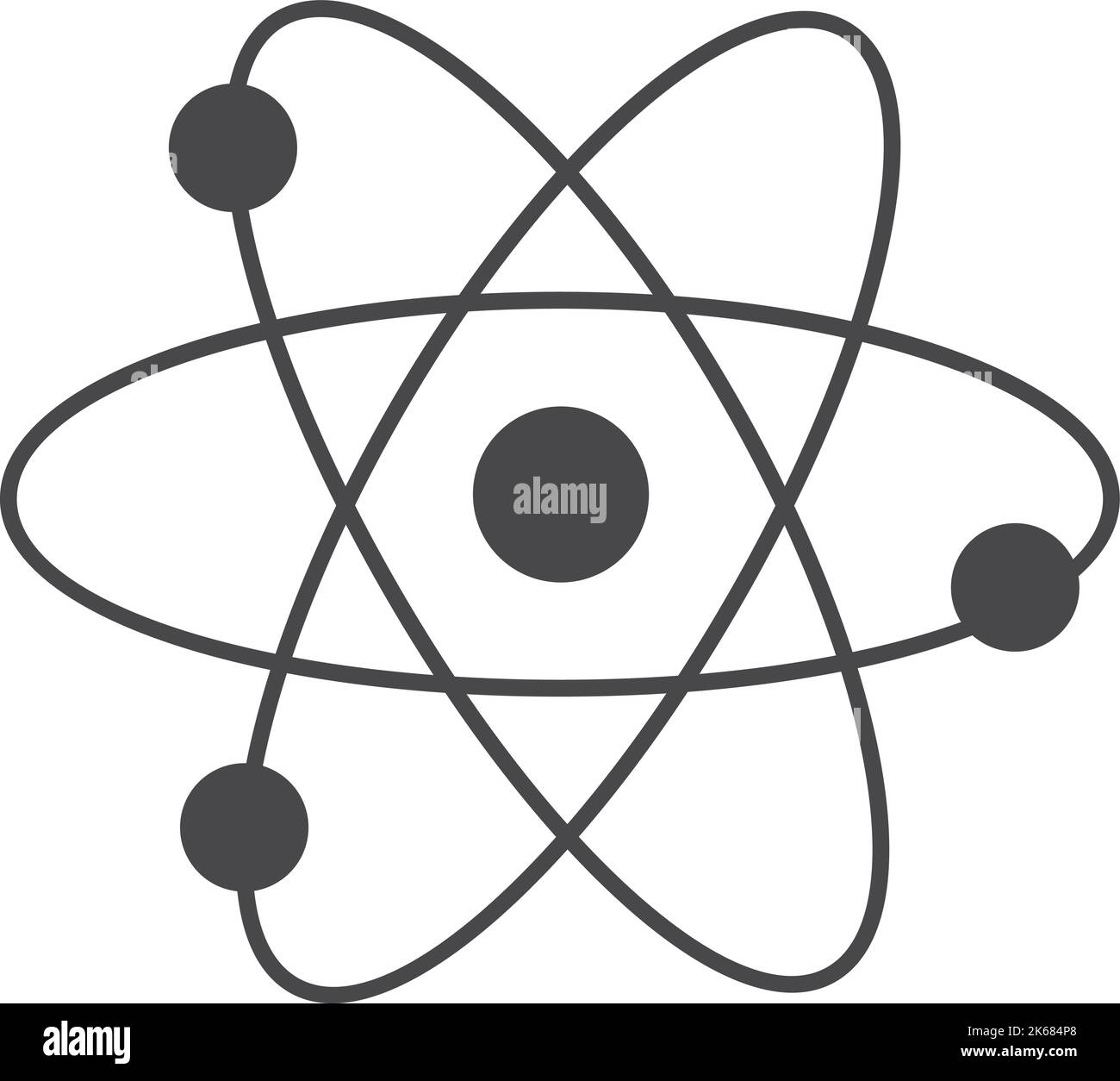 Icona del modello Atom. Simbolo fisico. Struttura nucleare Illustrazione Vettoriale