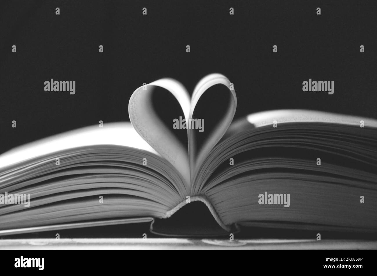 Libro con cuore fatto di pagine Foto Stock