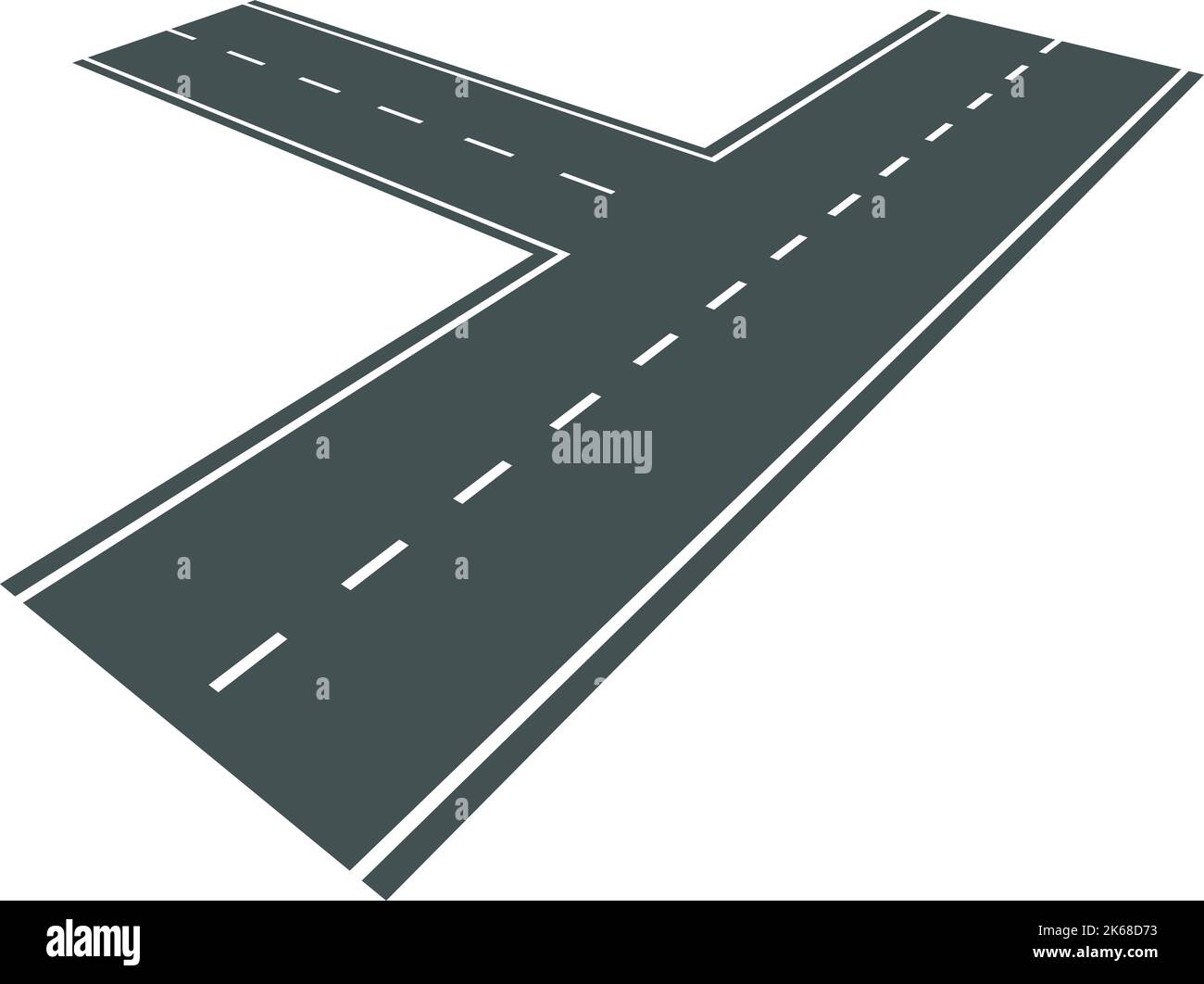 Strada asfaltata in prospettiva. Passaggio per autostrada Illustrazione Vettoriale