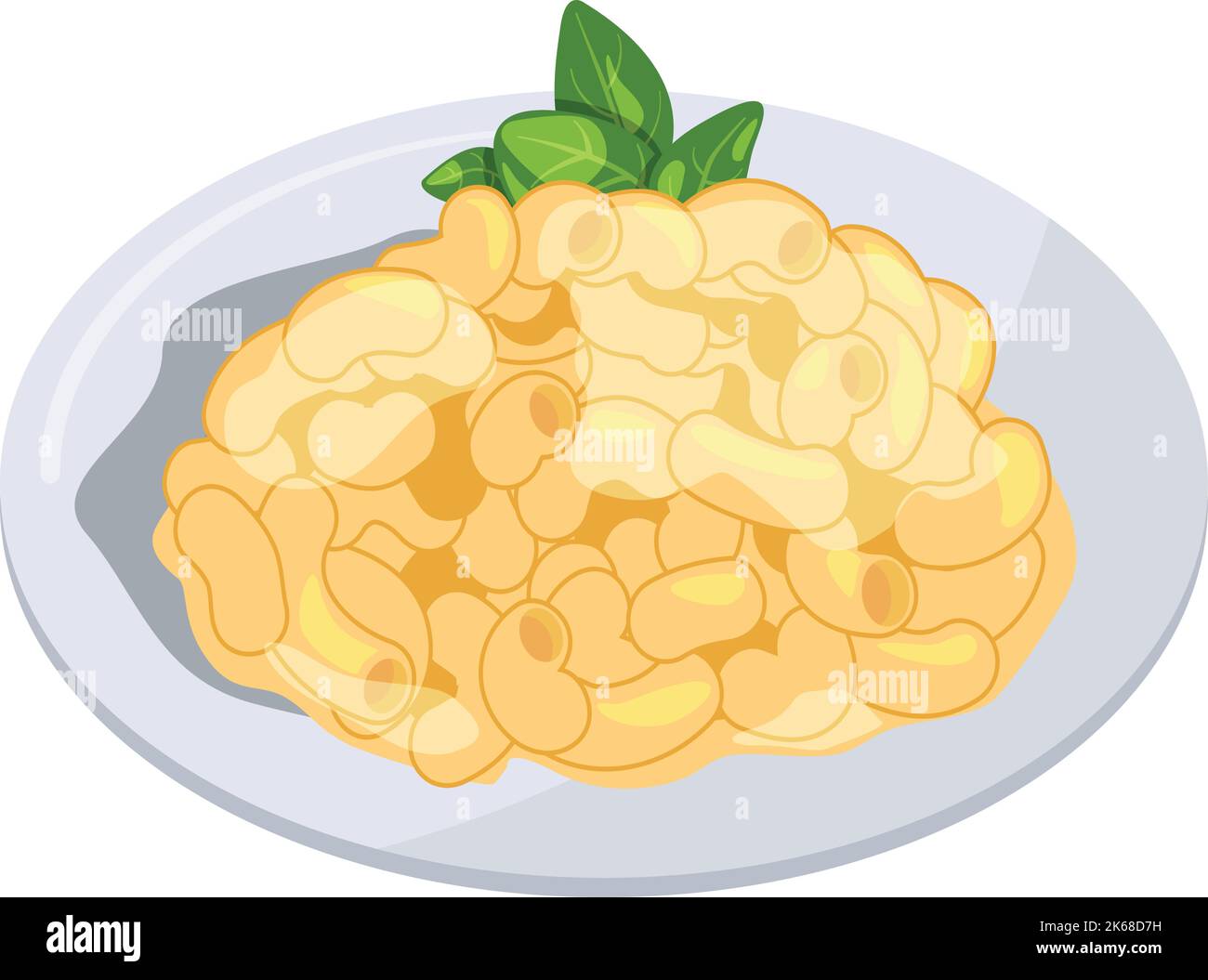 Piatto di formaggio di maccheroni. Icona cartoon food plate Illustrazione Vettoriale