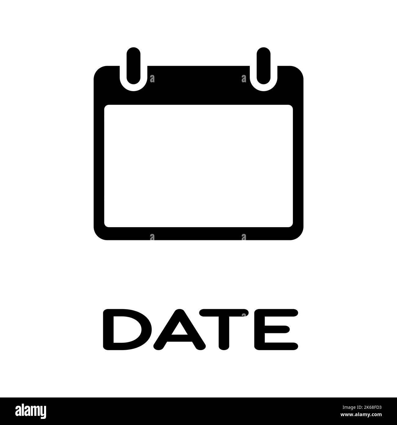 Icona della riga del calendario in piano. Simbolo della data isolato su sfondo bianco. Semplice icona di data astratta in nero. Illustrazione vettoriale per grafica, Web, Illustrazione Vettoriale