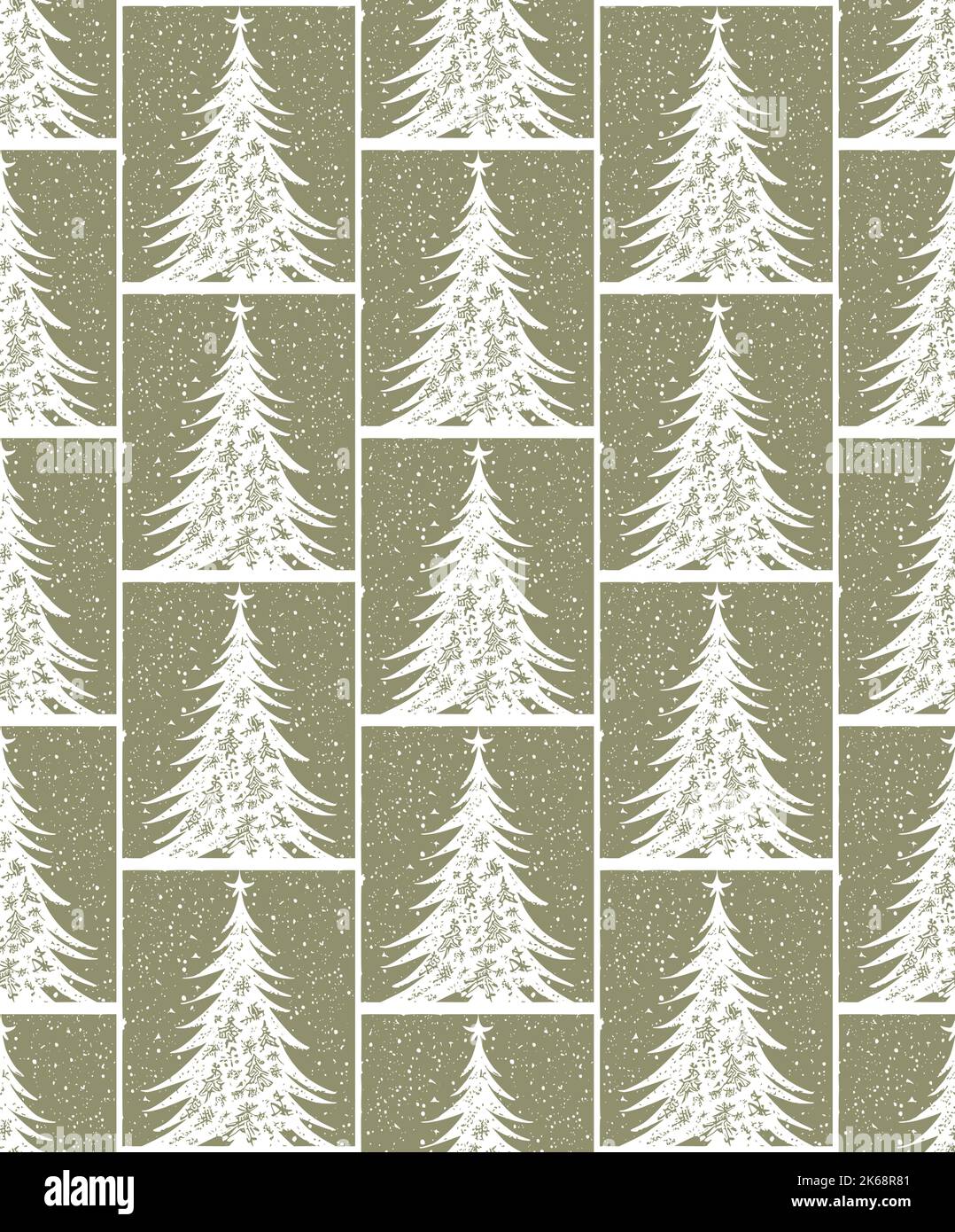 Ornamento vettoriale senza cuciture - cute christmas Trees modello, carta da parati, carta da imballaggio, tessuto texture, regalo, decorazione di nuovo anno Illustrazione Vettoriale