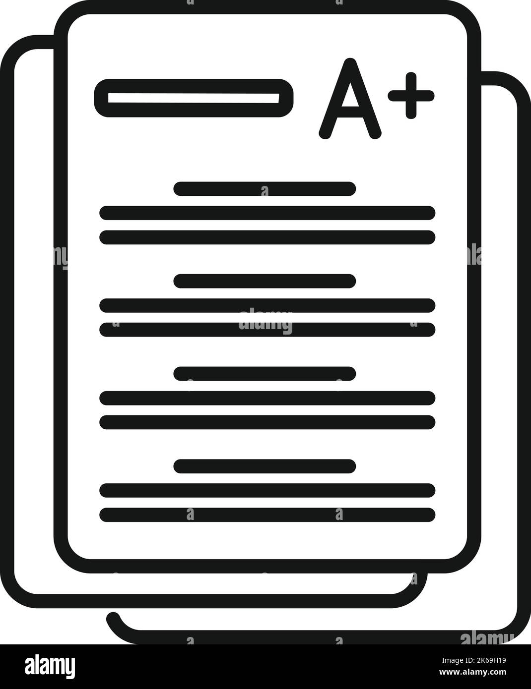 Miglior vettore di contorno icona test scuola. Controllo carta. Scheda di valutazione Illustrazione Vettoriale