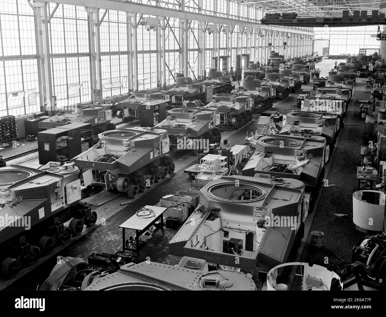 m3 carri armati in fase di produzione durante la seconda guerra mondiale Foto Stock