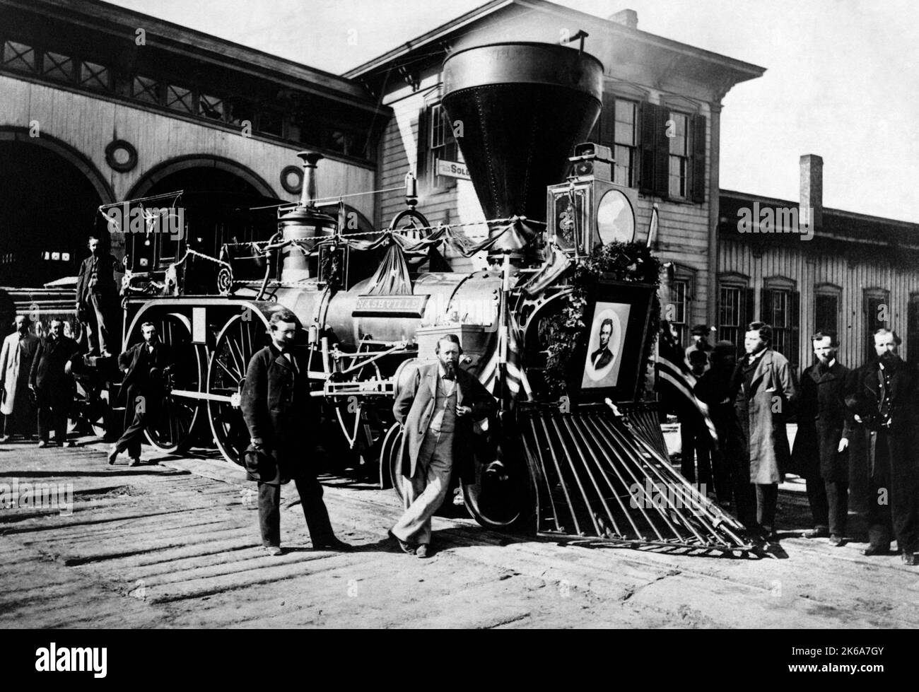 Treno funerario del presidente Lincoln, 1865. Foto Stock