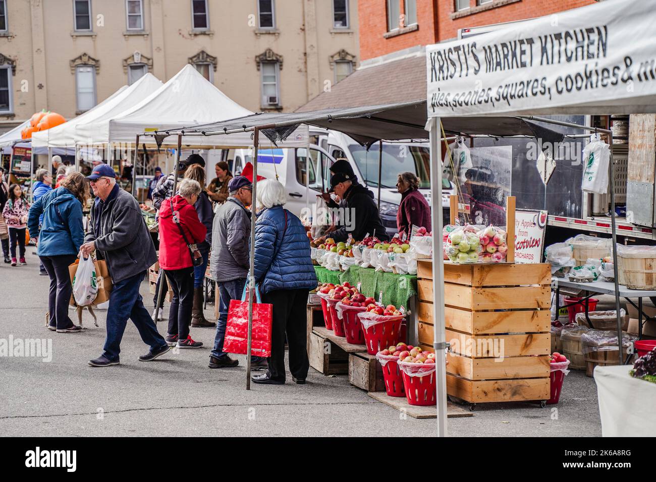 Mercato agricolo all'aperto a Cambridge, Ontario, Canada Foto Stock