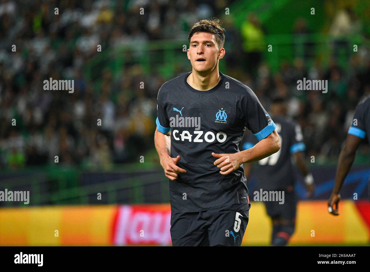 Lisbona, Portogallo. 12th Ott 2022. Leonardo Balerdi di Marsiglia visto durante la partita di calcio UEFA Champions League Group D tra Sporting CP e Marsiglia a Estádio José Alvalade. Punteggio finale; Sporting CP 0:2 Marsiglia. Credit: SOPA Images Limited/Alamy Live News Foto Stock