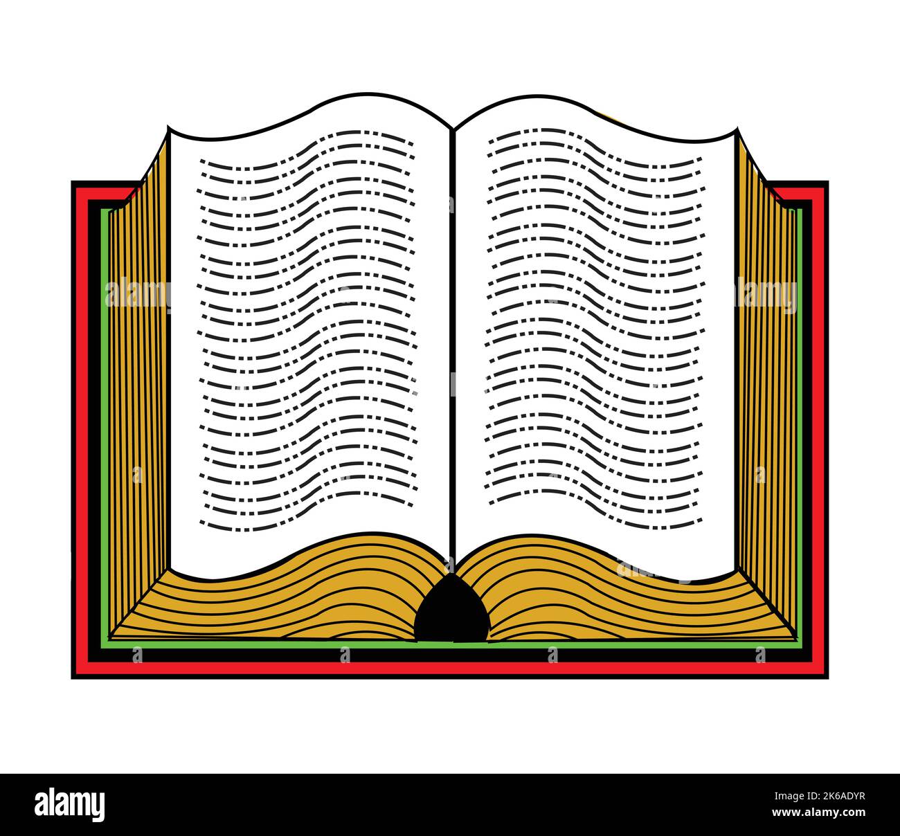 Libro aperto lettura colorato. Migliore collezione di illustrazioni vettoriali di designer. Icone e simboli di grafica vettoriale per il logo e la cancelleria Illustrazione Vettoriale