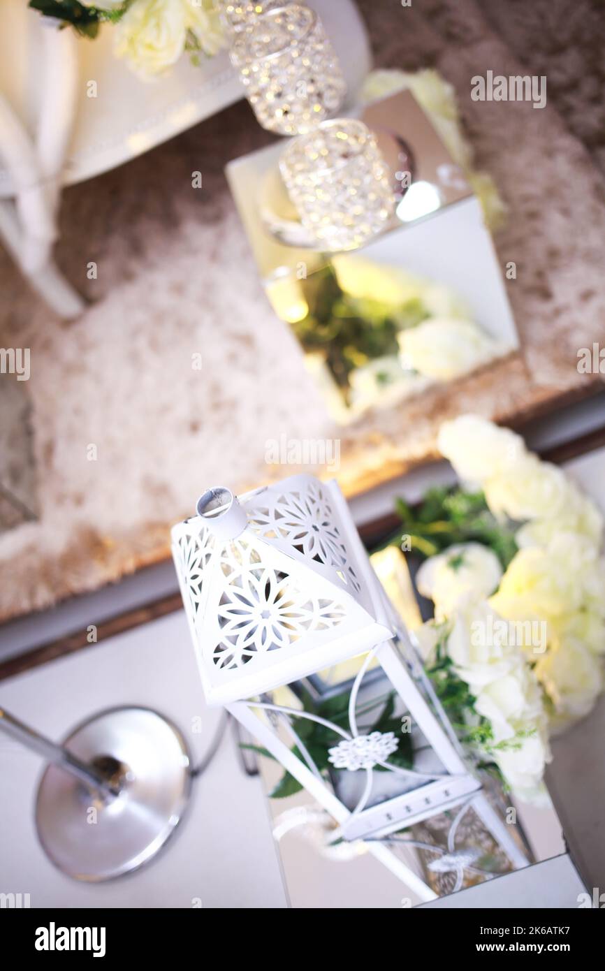 Originale decorazione floreale per matrimoni. Foto Stock