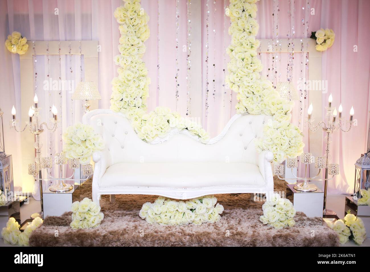 Originale decorazione floreale per matrimoni. Foto Stock