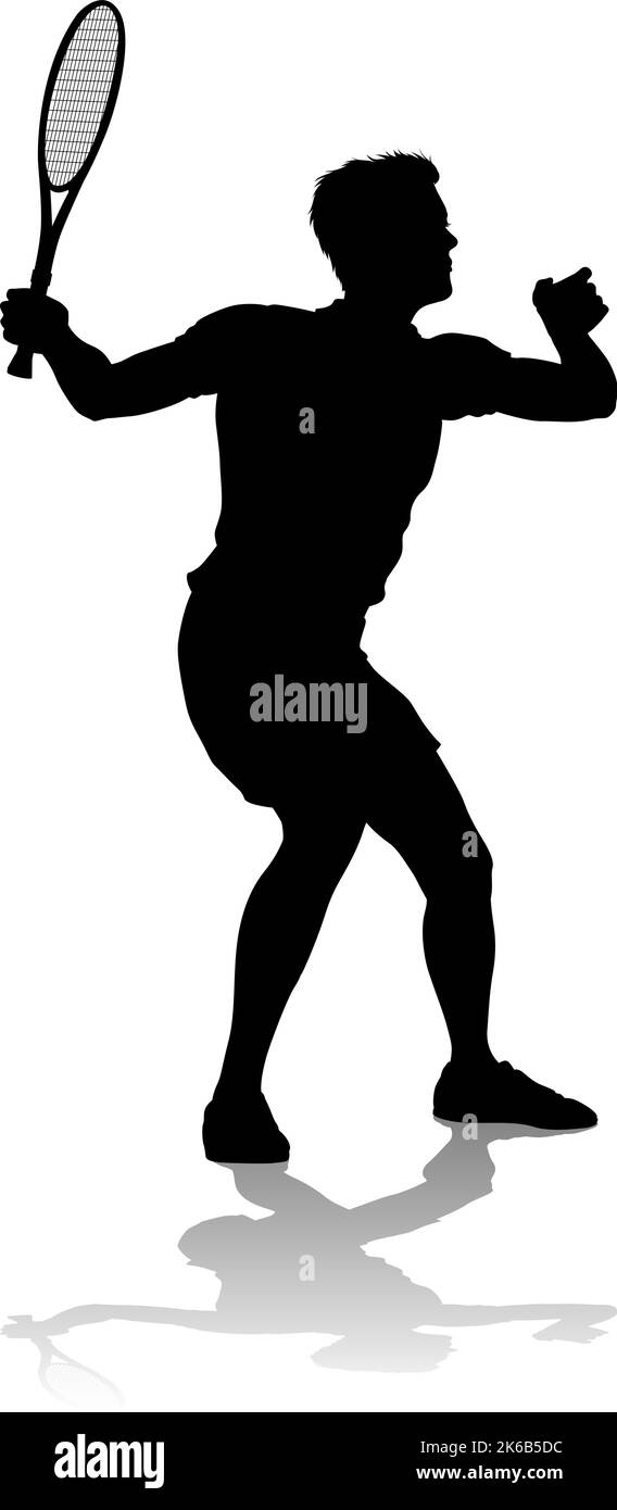 Tennis Silhouette Sport Player uomo Illustrazione Vettoriale