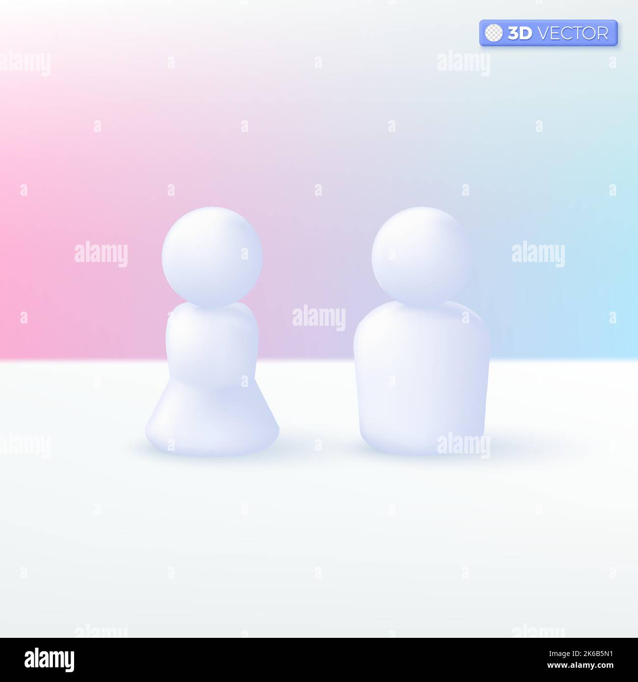 Simboli icona personale umano. Gruppo di persone, figura del personale, badge del profilo, avatar. Disegno di illustrazione con isolamento vettoriale 3D. Cartone animato pastello minimal styll Illustrazione Vettoriale