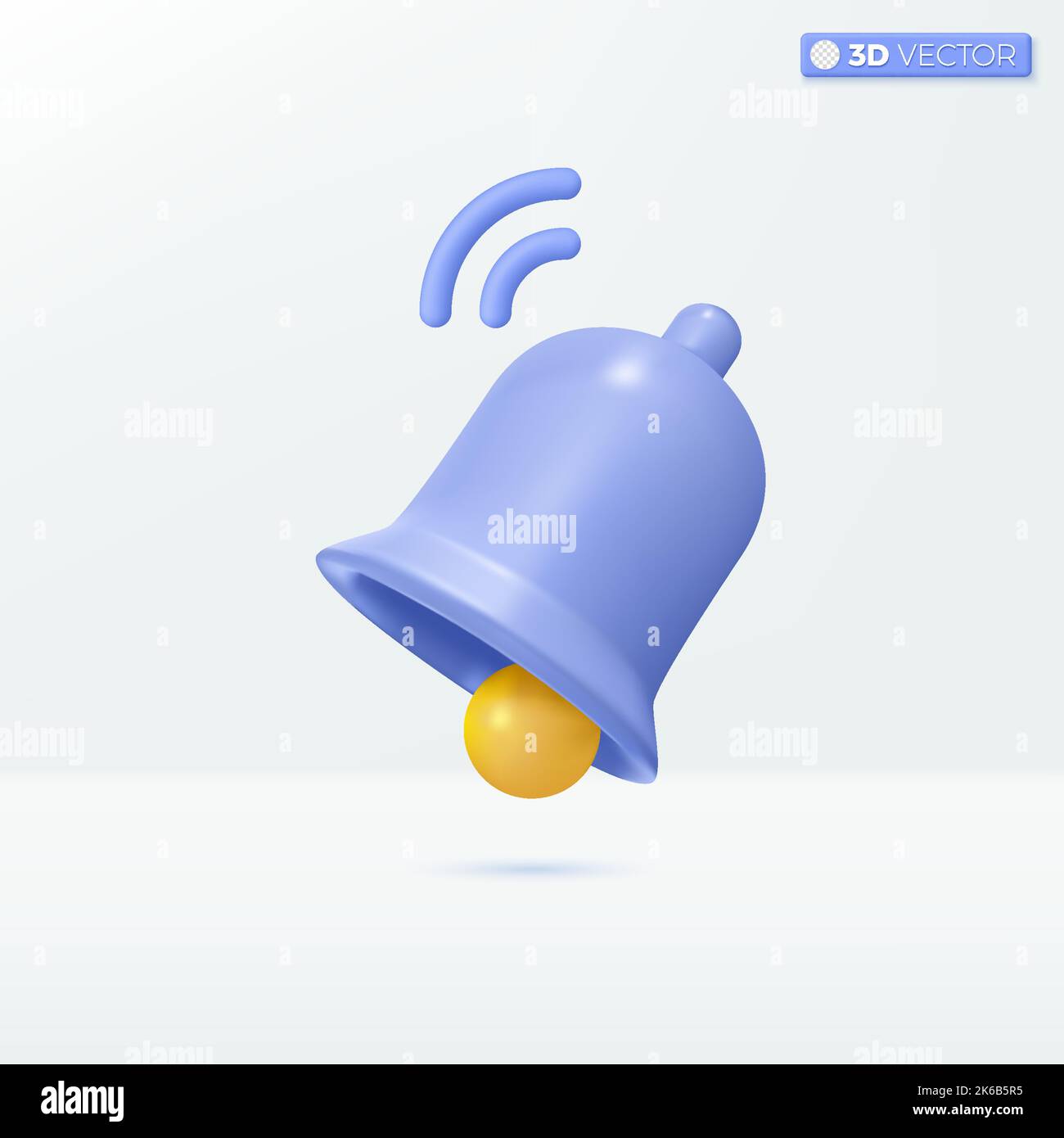 Simboli dell'icona della campana del messaggio di notifica. messaggio internet, ricezione e-mail, concetto sms. Disegno di illustrazione con isolamento vettoriale 3D. Cartoon pastello minimal s Illustrazione Vettoriale