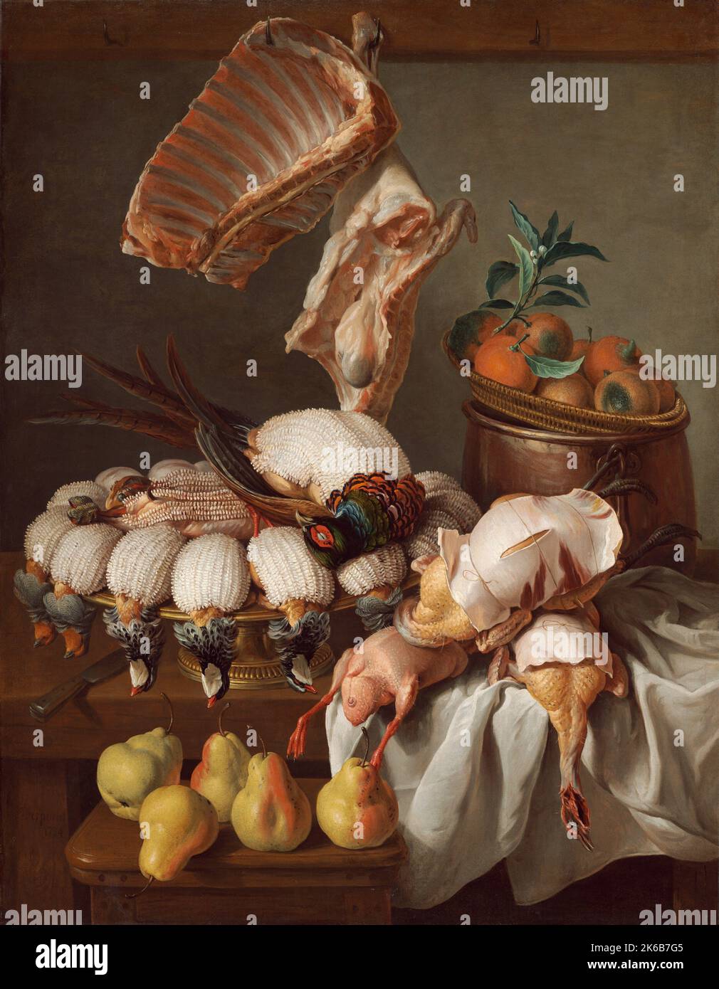 Alexandre-Francis DesPortes - ancora vita con vestito di selvaggina, carne, e frutta, 1734 Foto Stock