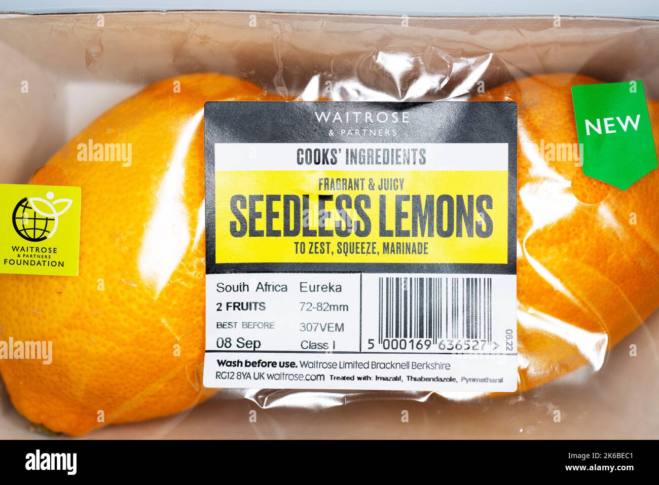 Waitrose & Partners cucina ingredienti limoni senza semi Foto Stock