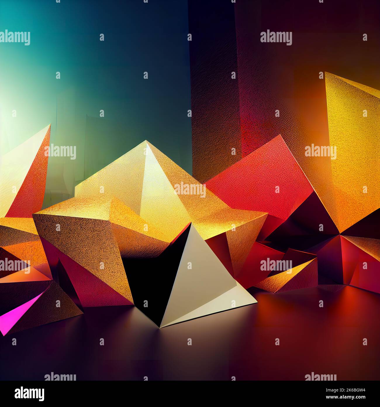 Un rendering 3D di forme geometriche colorate. Foto Stock