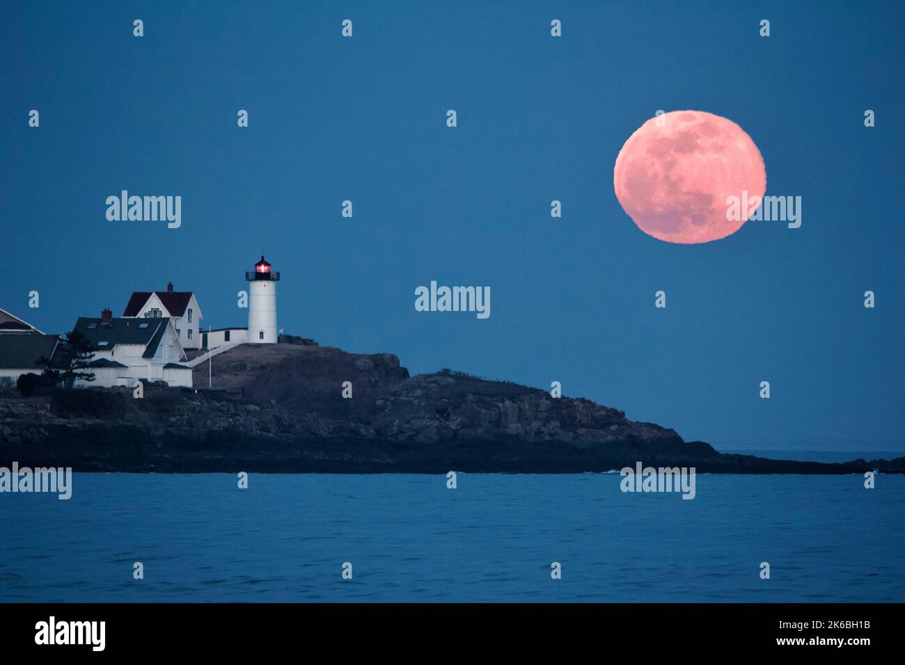 Nuble Light Lighthouse York Beach Me. Foto Stock
