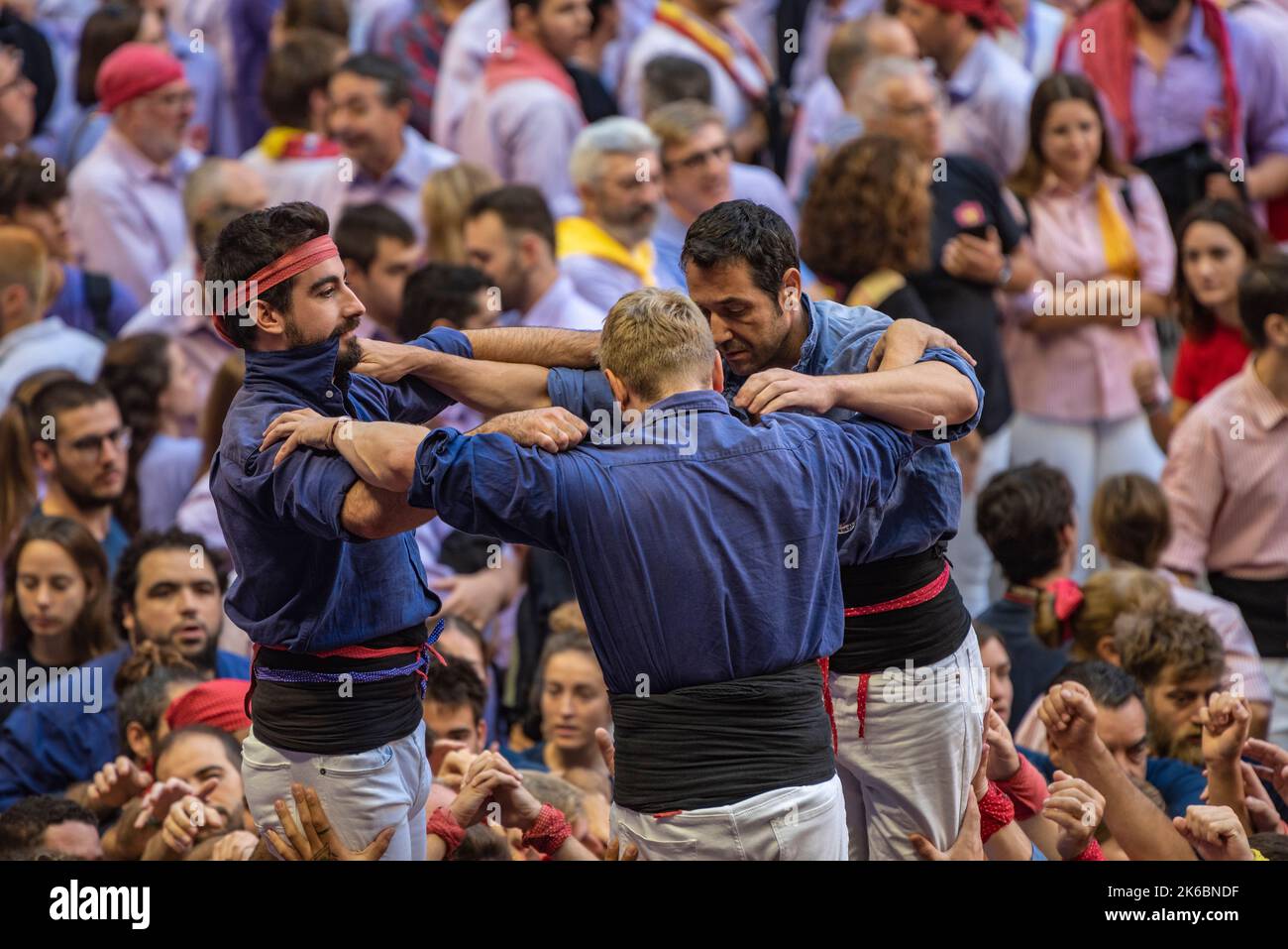 Concurs de Castells de Tarragona 2022 (concorso Castells di Tarragona). Concorso di domenica. 3 de 8 dei Caprossos de Mataró (Tarragona, Catalogna, Spagna) Foto Stock