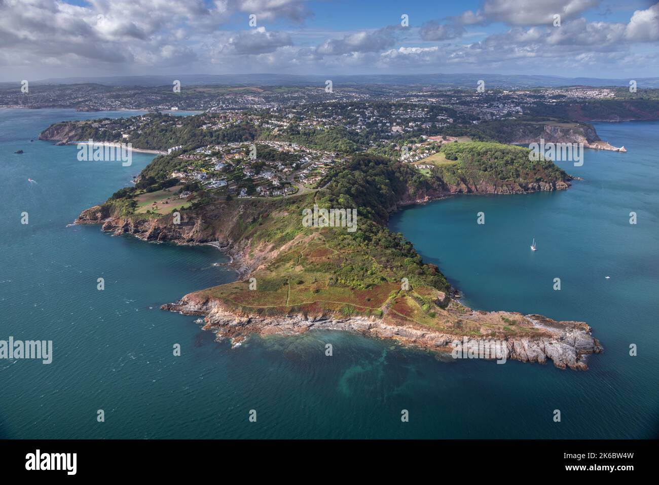 Fotografia aerea del naso delle speranze, Thatcher Point e Torquay sullo sfondo Foto Stock